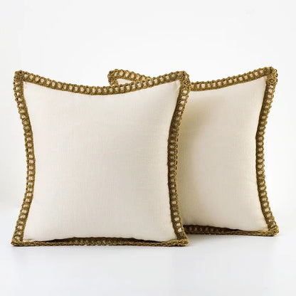 Farmhouse Gray Red Pillow Cover With Tailored Edges White NALANI