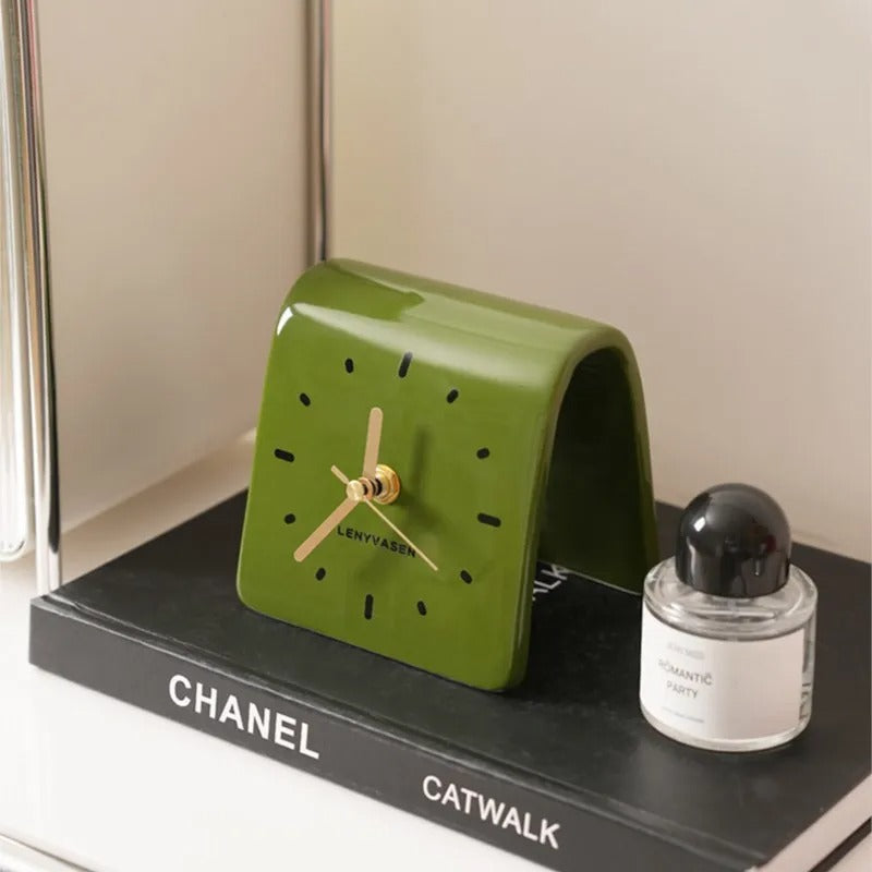 Handcrafted Ceramic Desk Clock For Modern Minimalist Decor NALANI