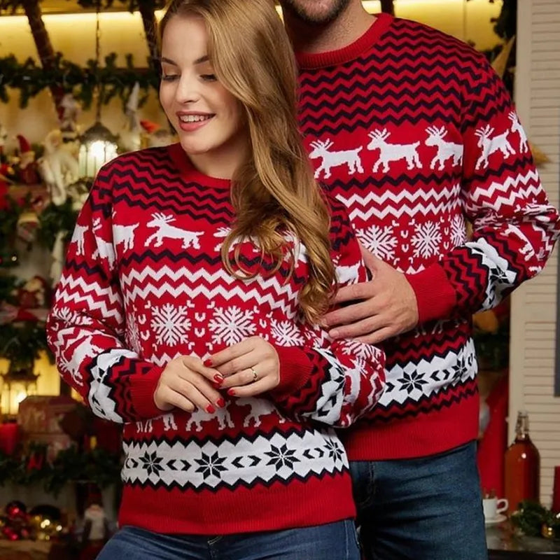 Matching Christmas Sweaters for Couples With Festive Motifs-Shirts & Topjes-Calora-Rood-Vrouw-M-NaLani