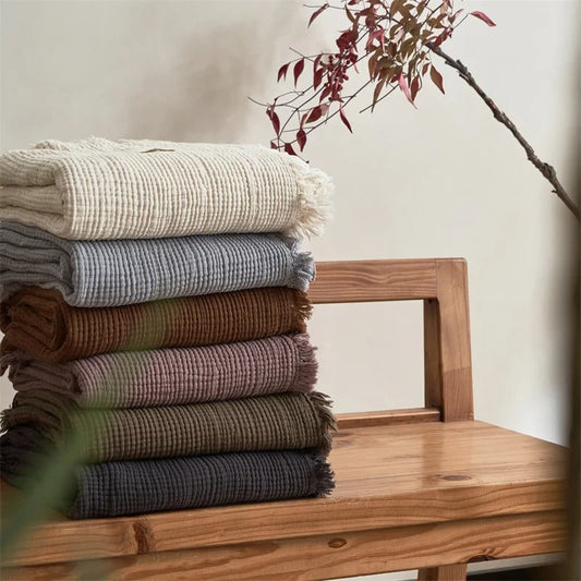 Tassel Cotton Blanket for Cozy Bed and Sofa Comfort NaLani