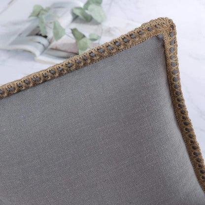 Farmhouse Gray Red Pillow Cover With Tailored Edges NALANI