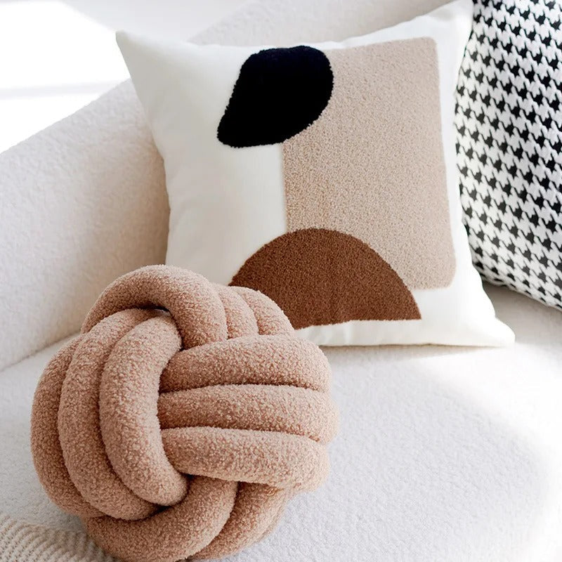 Vintage Patchwork Pillow Cover Cream Brown Eco Friendly NALANI
