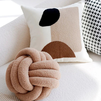 Vintage Patchwork Pillow Cover Cream Brown Eco Friendly NALANI