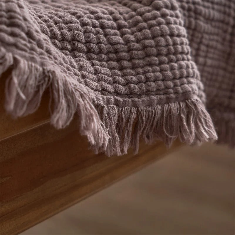 Tassel Cotton Blanket for Cozy Bed and Sofa Comfort NaLani