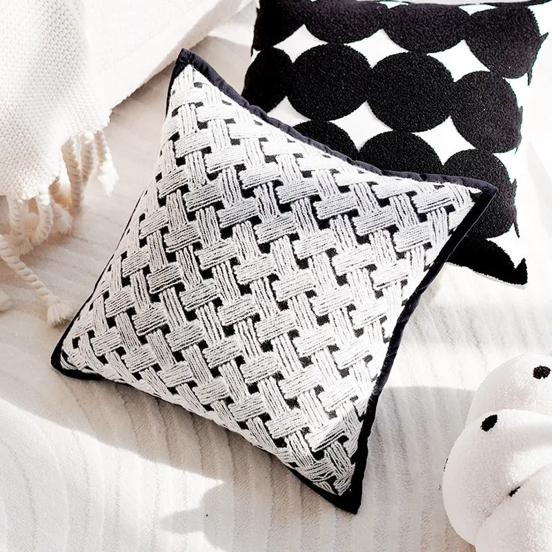 Vintage Patchwork Pillow Cover Cream Brown Eco Friendly G 45x45cm NALANI