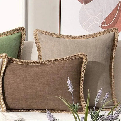 Farmhouse Gray Red Pillow Cover With Tailored Edges NALANI