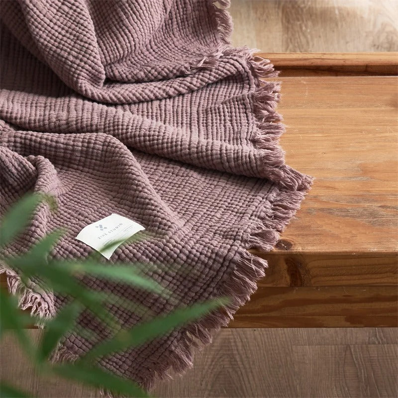 Tassel Cotton Blanket for Cozy Bed and Sofa Comfort NaLani