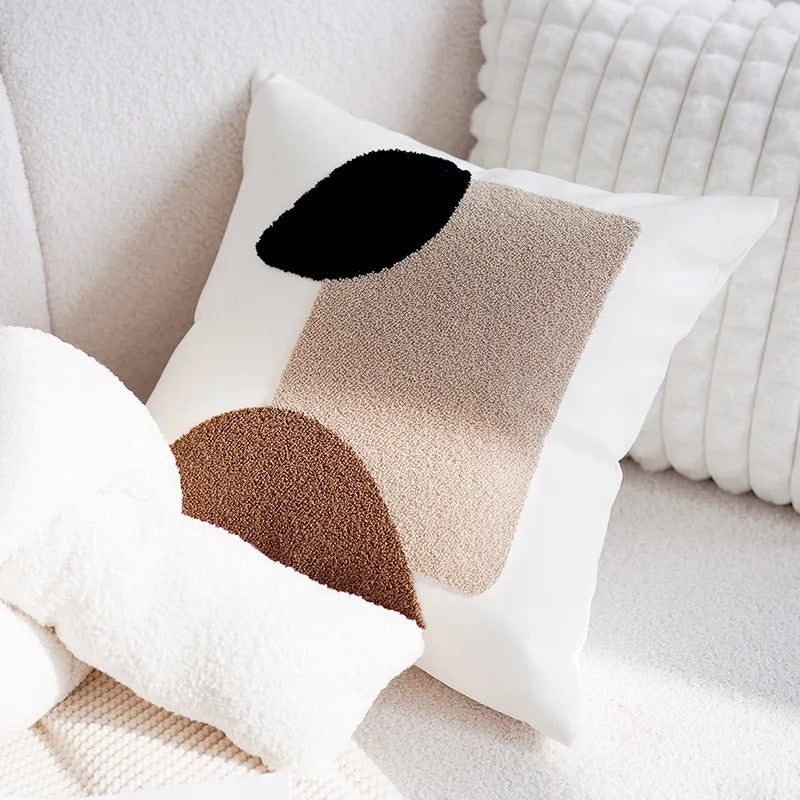 Vintage Patchwork Pillow Cover Cream Brown Eco Friendly B 45x45cm NALANI