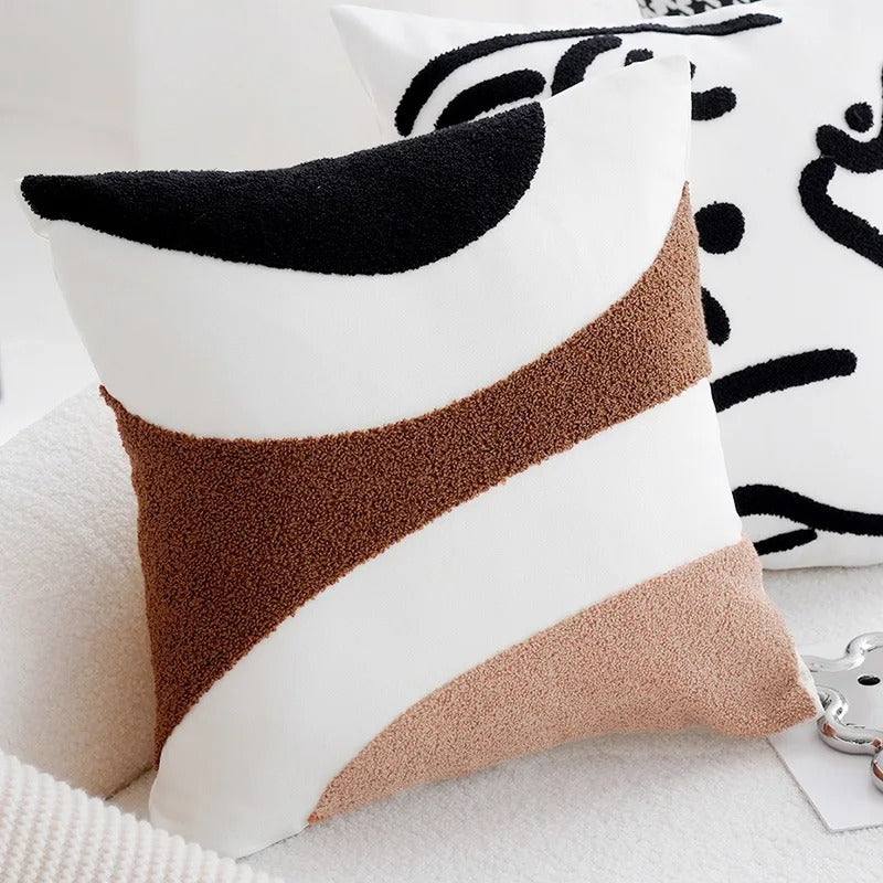 Vintage Patchwork Pillow Cover Cream Brown Eco Friendly C 45x45cm NALANI