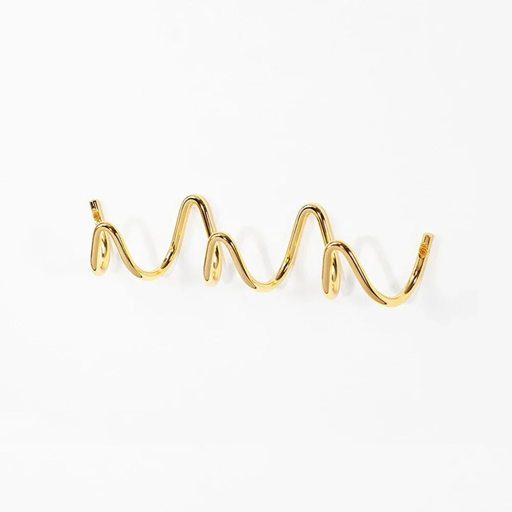 Ocean Wave Wall Hook Wrought Iron Entryway Hanger Mounting Golden NALANI