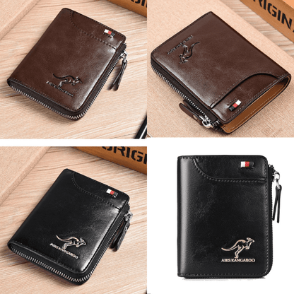 Leather RFID Protected Zipper Wallet for Men Waterproof 1 Coffe 1 Black NALANI