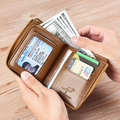 Leather RFID Protected Zipper Wallet for Men Waterproof NALANI