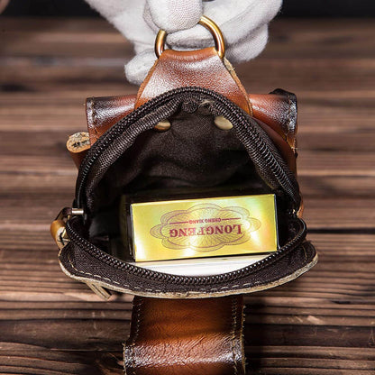 Real Leather Mens Waist Bag With Zipper Front Pocket NALANI