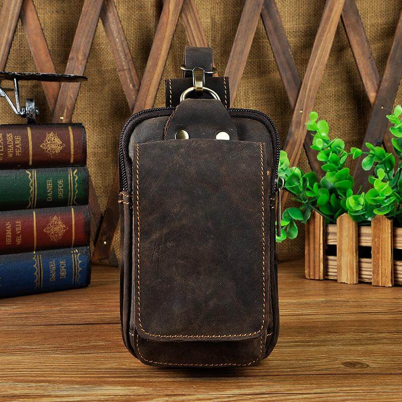 Real Leather Mens Waist Bag With Zipper Front Pocket NALANI