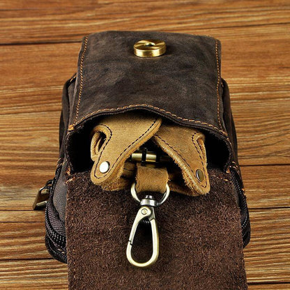 Real Leather Mens Waist Bag With Zipper Front Pocket NALANI