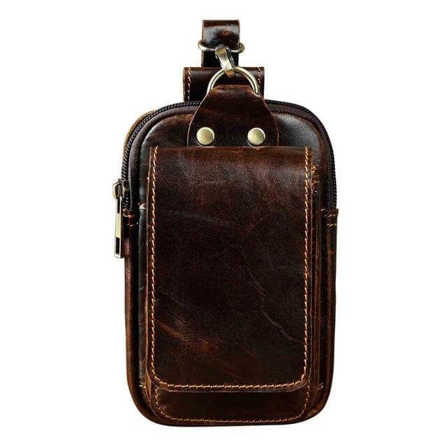 Real Leather Mens Waist Bag With Zipper Front Pocket NALANI