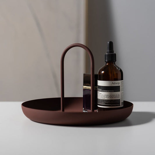 Minimalist Round Decorative Tray for Stylish Home Organization Brown NaLani