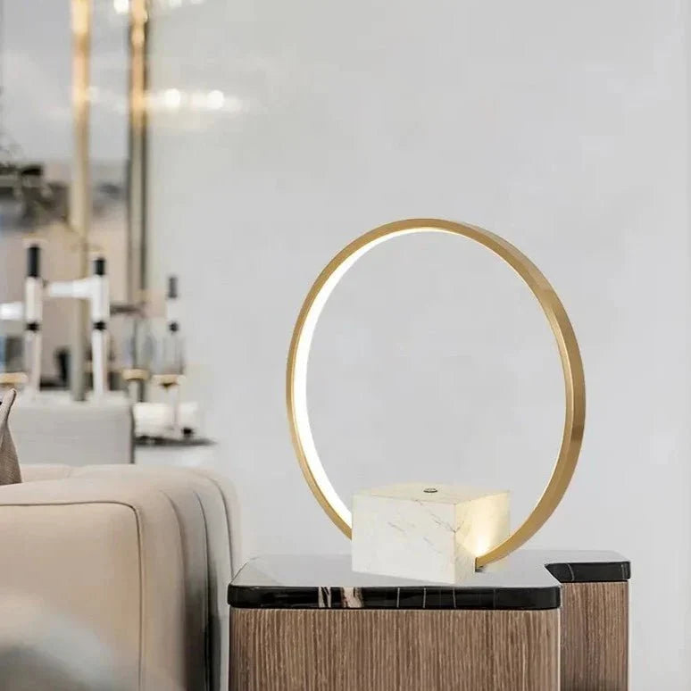 Minimalistic Ambient Copper Marble Lamp - White Gold NALANI