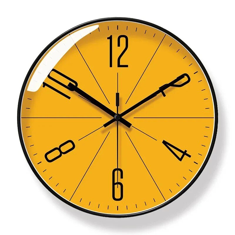 Modern Nordic Style Wall Clock for Elegant Home Décor Black Frame Orange Face NALANI