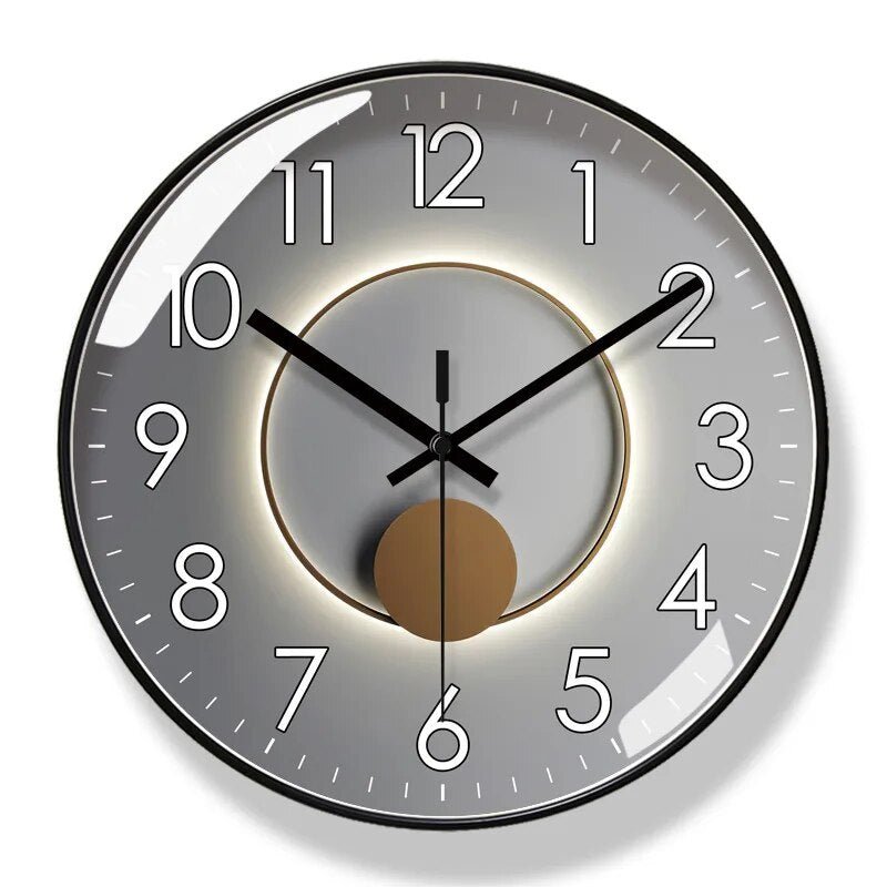 Modern Nordic Style Wall Clock for Elegant Home Décor Black Frame Grey Face NALANI
