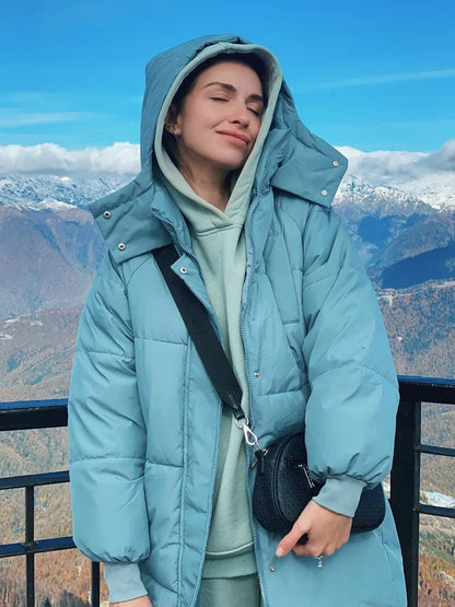 Warm Elegant Long Winter Coat With Hood For Women Chic-Zomer Jassen-NaLani