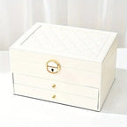 3-Tier Leather Jewellery Box - Multilayer Organiser with Drawers - Nalani - Fashion Clothing and Decor