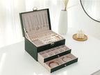 3-Tier Leather Jewellery Box - Multilayer Organiser with Drawers - Nalani - Fashion Clothing and Decor