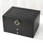 3-Tier Leather Jewellery Box - Multilayer Organiser with Drawers - Nalani - Fashion Clothing and Decor