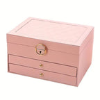 3-Tier Leather Jewellery Box - Multilayer Organiser with Drawers - Nalani - Fashion Clothing and Decor