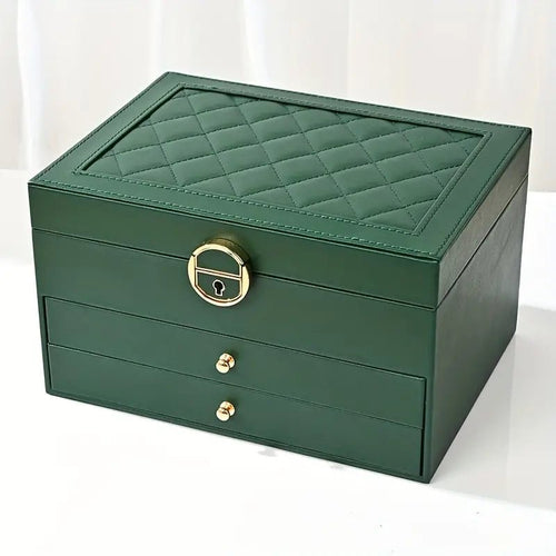 3-Tier Leather Jewellery Box - Multilayer Organiser with Drawers - Nalani - Fashion Clothing and Decor