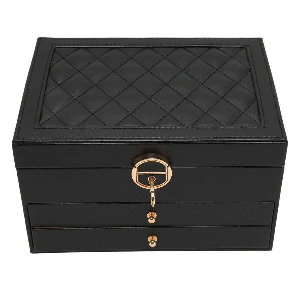 3-Tier Leather Jewellery Box - Multilayer Organiser with Drawers - Nalani - Fashion Clothing and Decor