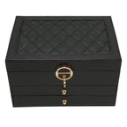 3-Tier Leather Jewellery Box - Multilayer Organiser with Drawers - Nalani - Fashion Clothing and Decor