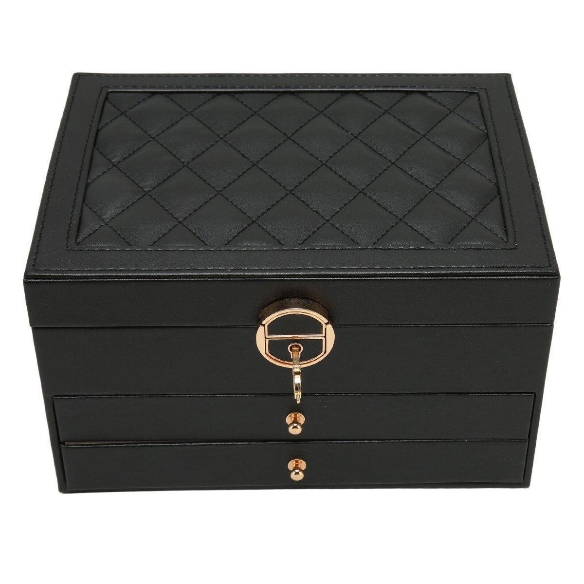 3-Tier Leather Jewellery Box - Multilayer Organiser with Drawers - Nalani - Fashion Clothing and Decor