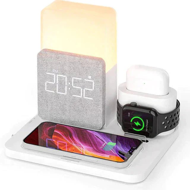 4 In 1 Fast Wireless Charger Station With Alarm Clock And Lamp - Nalani - UK Fashion Clothing and Decor