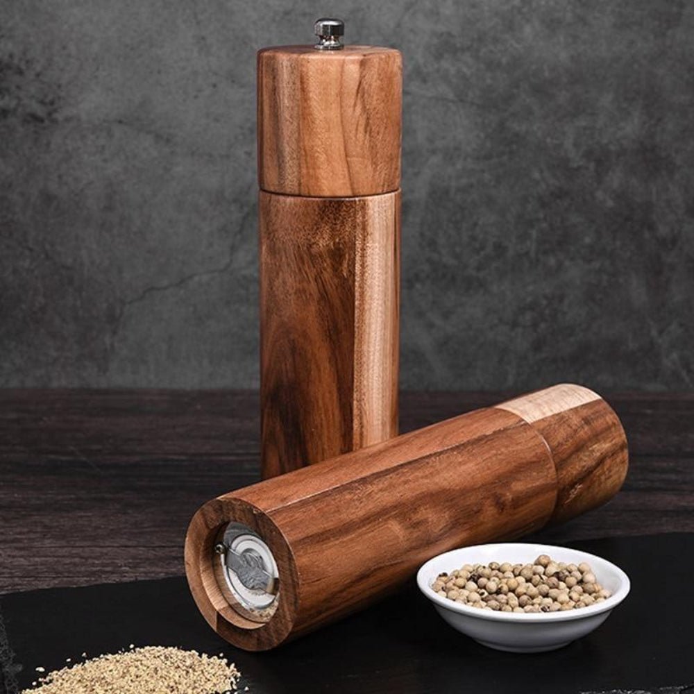 Acacia Wood Salt And Pepper Mills With Ceramic Grinder - Nalani - UK Fashion Clothing and Decor