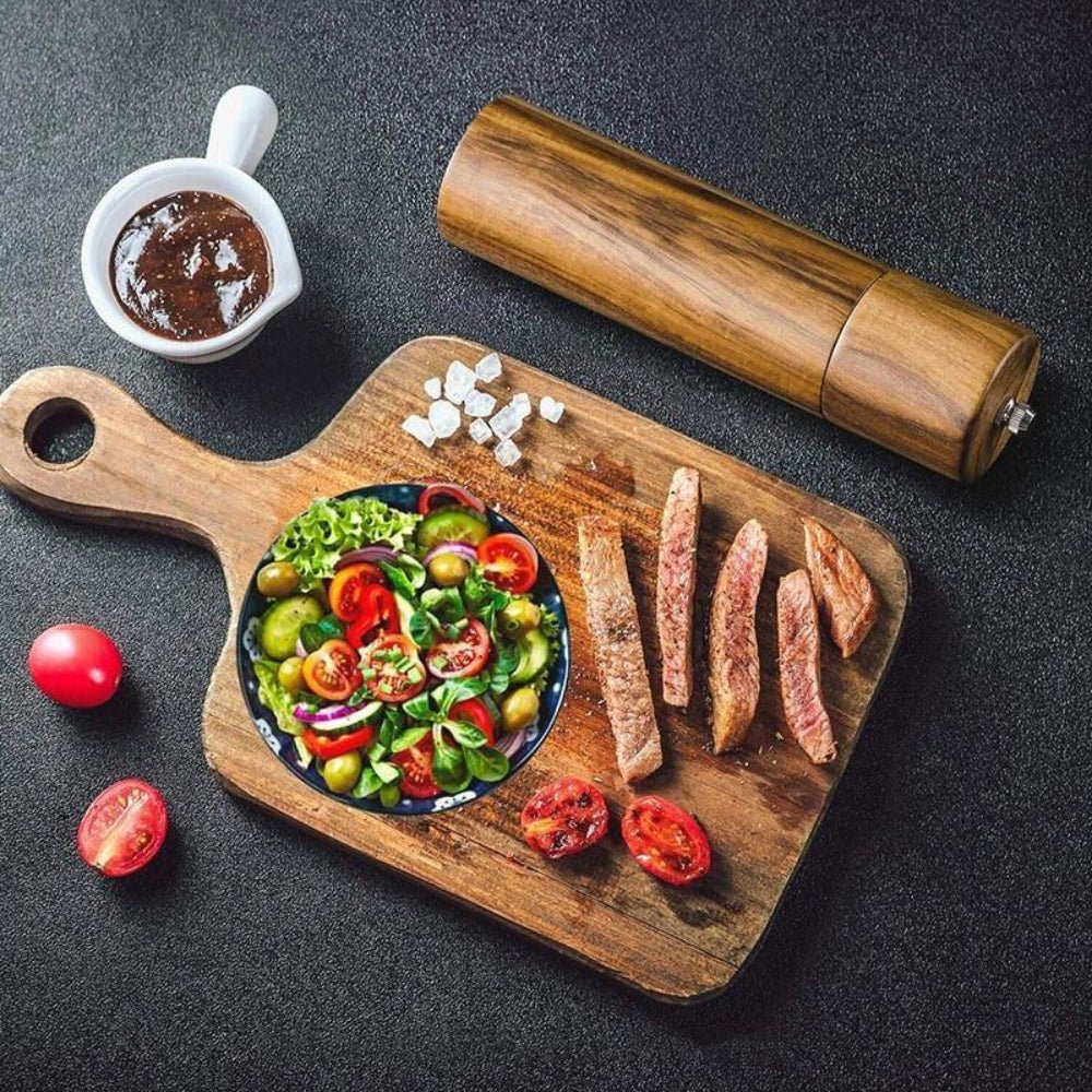 Acacia Wood Salt And Pepper Mills With Ceramic Grinder - Nalani - UK Fashion Clothing and Decor