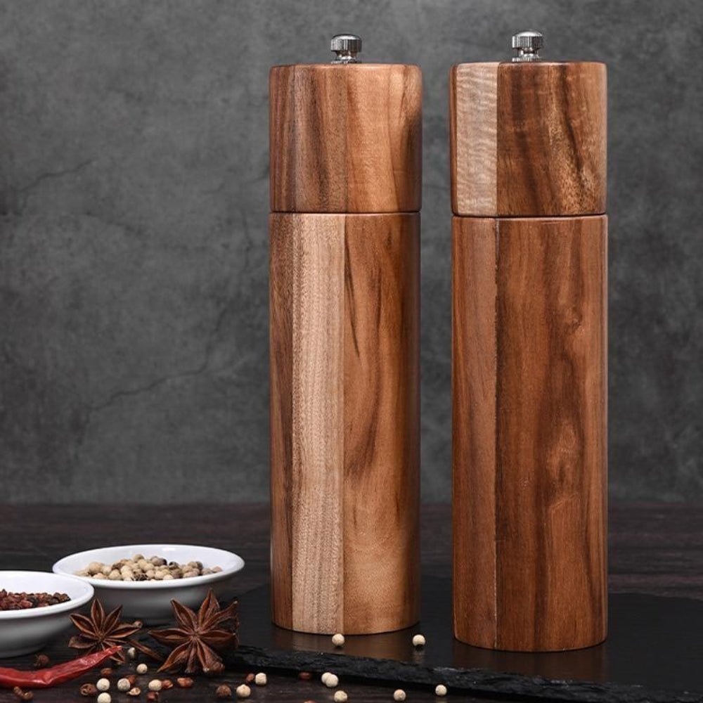 Acacia Wood Salt And Pepper Mills With Ceramic Grinder - Nalani - UK Fashion Clothing and Decor