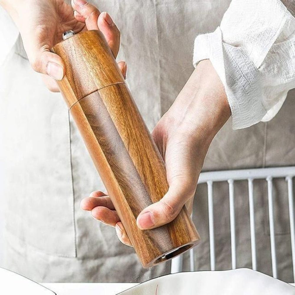 Acacia Wood Salt And Pepper Mills With Ceramic Grinder - Nalani - UK Fashion Clothing and Decor