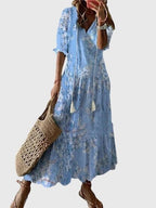 Amalia | Boho Vintage Summer Dress Lightweight For Warm Weather - Nalani - Fashion Clothing and Decor