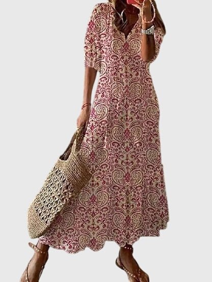 Amalia | Boho Vintage Summer Dress Lightweight For Warm Weather - Nalani - Fashion Clothing and Decor