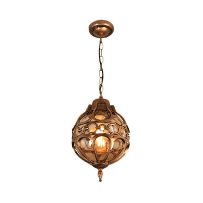 Amber Glass Round Hanging Light Farmhouse Ceiling Pendant - Nalani - UK Fashion Clothing and Decor