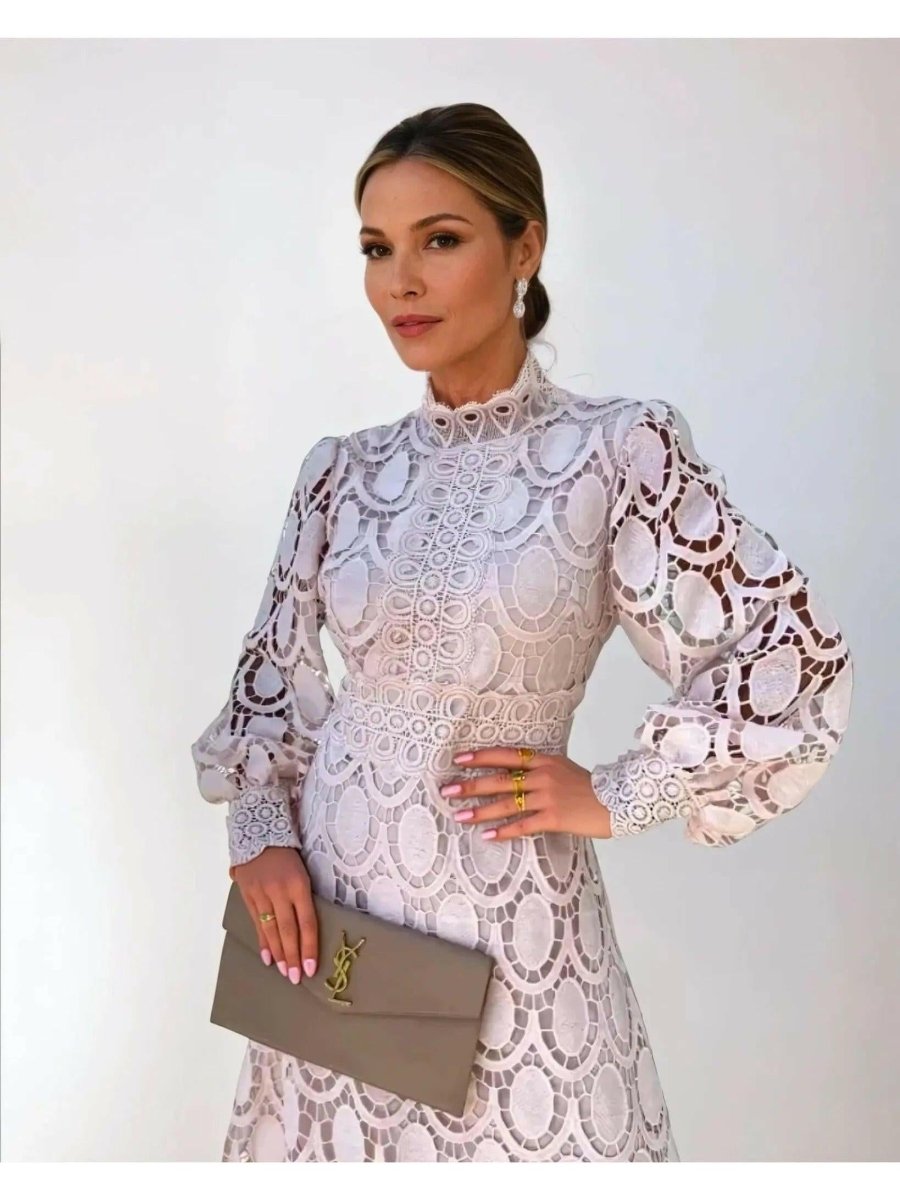 Amélie - French Lace Dress For Elegant Occasions Midi Length - Nalani - Fashion Clothing and Decor