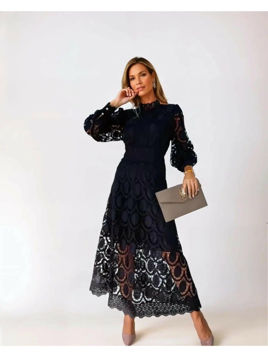 Amélie - French Lace Dress For Elegant Occasions Midi Length - Nalani - Fashion Clothing and Decor
