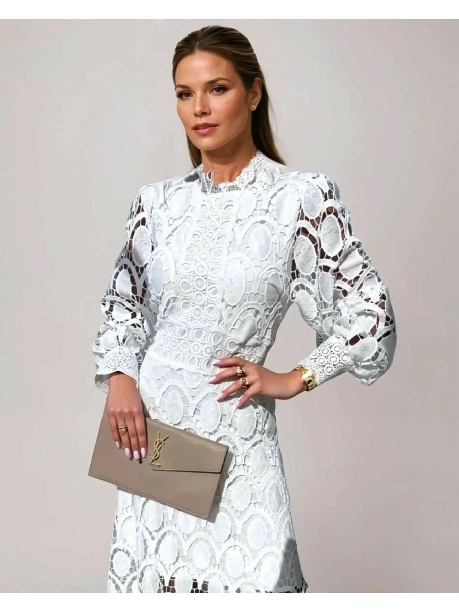 Amélie - French Lace Dress For Elegant Occasions Midi Length - Nalani - Fashion Clothing and Decor