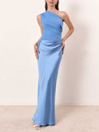 Anita | Elegant One Shoulder Neck Pleated Party Maxi Dress - Nalani - Fashion Clothing and Decor