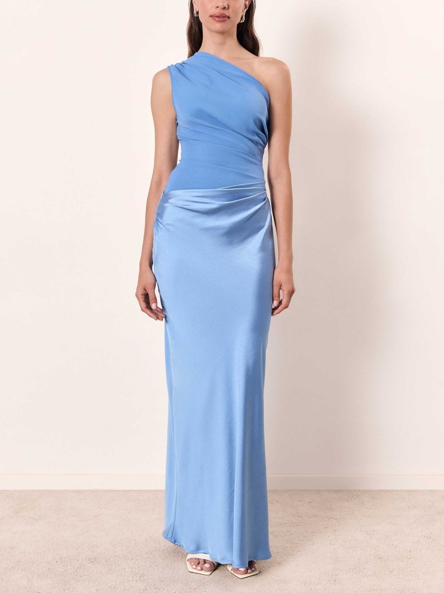 Anita | Elegant One Shoulder Neck Pleated Party Maxi Dress - Nalani - Fashion Clothing and Decor