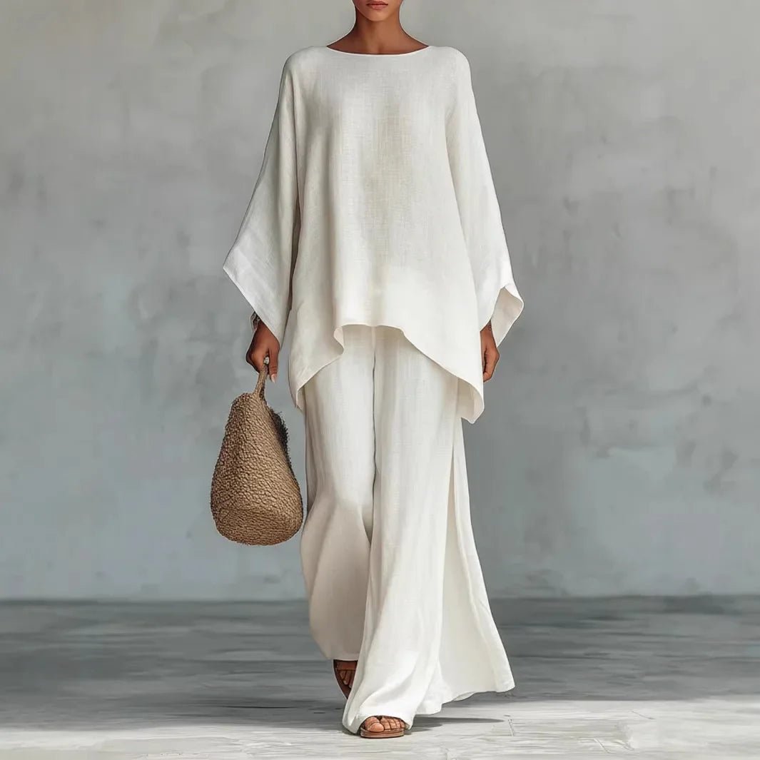 Anna Linen Two Piece Set Cotton Linen Blend With Relaxed Fit - Nalani - Fashion Clothing and Decor