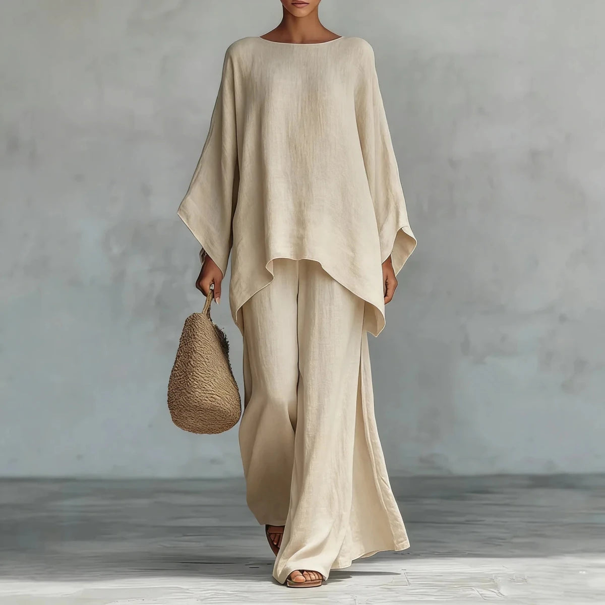 Anna Linen Two Piece Set Cotton Linen Blend With Relaxed Fit - Nalani - Fashion Clothing and Decor
