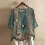 Anya | Retro - Inspired Blouse With Floral Print And Relaxed Fit - Nalani - Fashion Clothing and Decor
