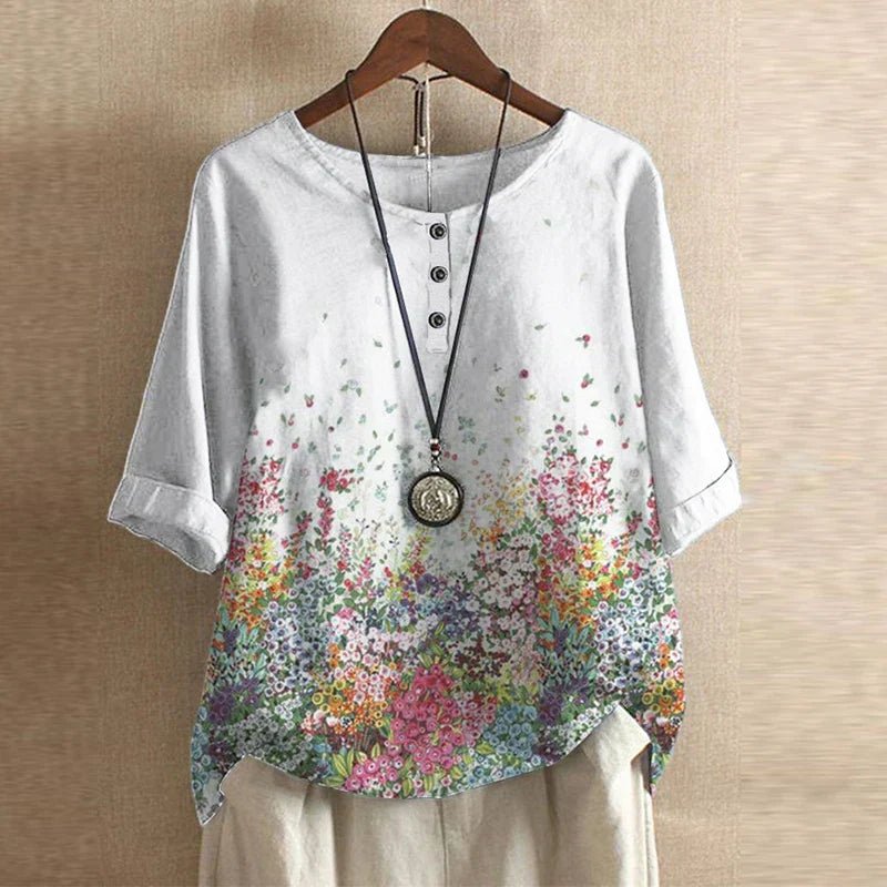 Anya | Retro - Inspired Blouse With Floral Print And Relaxed Fit - Nalani - Fashion Clothing and Decor